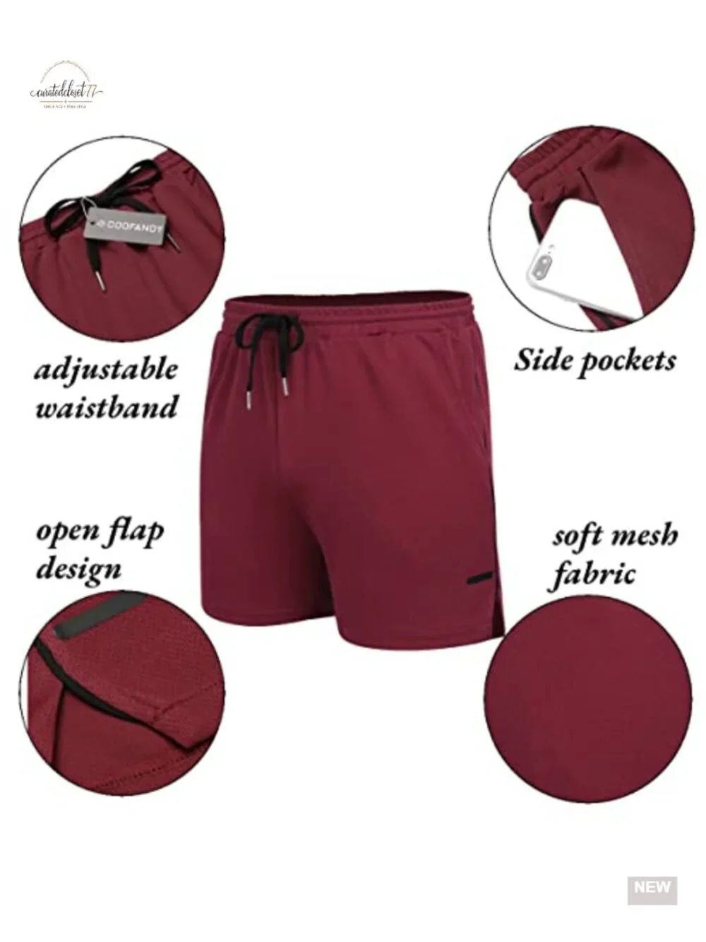 Men's 2 Pack Athletic Gym Shorts, 5